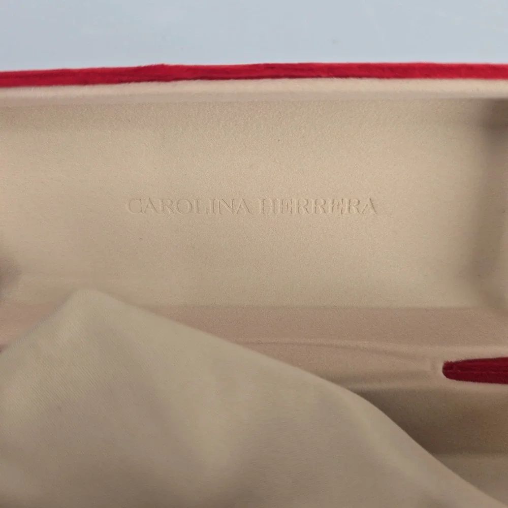 Carolina Herrera Red Velvet Eyeglass Case with Microfiber Cloth - Picture 4 of 6